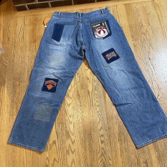 Unk Embroidered Basketball Patch Jeans NBA Team Logos Size 40 x 33 NWT Vtg Y2K - Picture 9 of 16